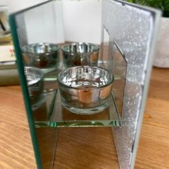 Darthome Limited Glass Glitter Feather Double Tealight Holder -Darthome Limited IMG E3037