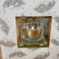 Darthome Limited Glass Glitter Feather Double Tealight Holder -Darthome Limited IMG E3038
