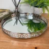 Darthome Limited Greek Key Silver Round Mirrored Tray 31x31cm