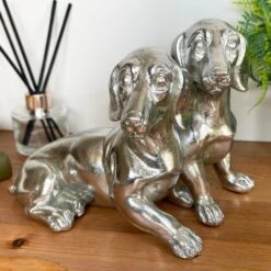 Darthome Limited Chrome Silver Twin Dachshund Ornament