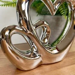 Darthome Limited Chrome Silver Double Love Heart Ornament -Darthome Limited IMG E3123