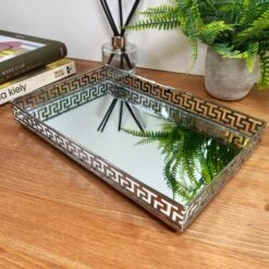 Darthome Limited Greek Key Silver Rectangle Mirrored Tray -Darthome Limited IMG E3381