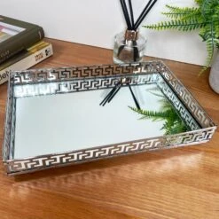 Darthome Limited Greek Key Silver Rectangle Mirrored Tray -Darthome Limited IMG E3383