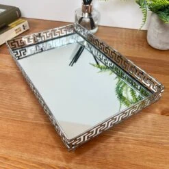 Darthome Limited Greek Key Silver Rectangle Mirrored Tray -Darthome Limited IMG E3384