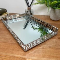 Darthome Limited Greek Key Silver Rectangle Mirrored Tray -Darthome Limited IMG E3386