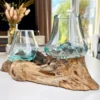 Darthome Limited Double 10cm Molten Glass Bowls Tree Root Stand