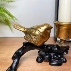 Darthome Limited Gold Robin On Black Branch Candlestick Holder -Darthome Limited IMG E3678