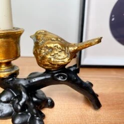 Darthome Limited Gold Robin On Black Branch Candlestick Holder -Darthome Limited IMG E3681