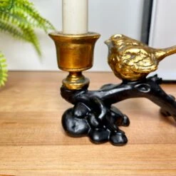 Darthome Limited Gold Robin On Black Branch Candlestick Holder -Darthome Limited IMG E3682