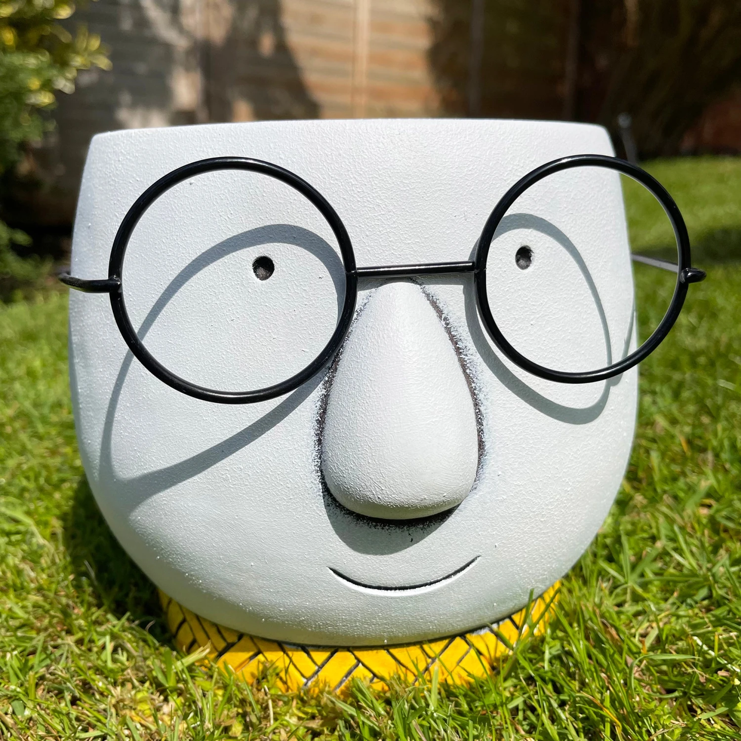 Darthome Limited Cement Face Planter With Glasses , Drainage Hole 4 Darthome Limited Cement Face Planter With Glasses , Drainage Hole - Image 4
