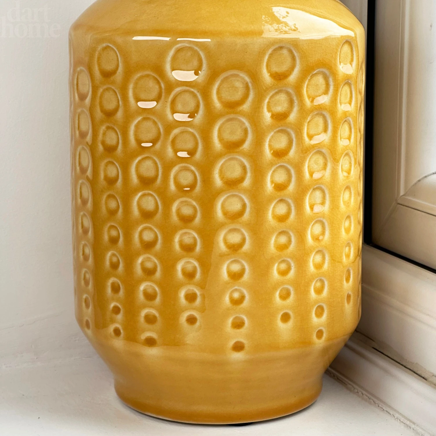 Darthome Limited Mustard Round Indented Ceramic Vase 2 Darthome Limited Mustard Round Indented Ceramic Vase - Image 2