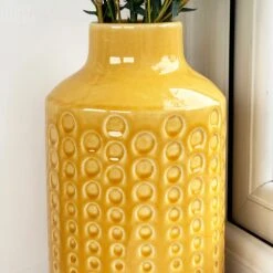 Darthome Limited Mustard Round Indented Ceramic Vase 9 Darthome Limited Mustard Round Indented Ceramic Vase -Darthome Limited IMG E3972
