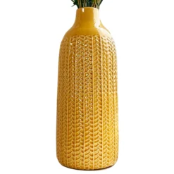 Darthome Limited Mustard Chevron Ceramic Bottle Vase -Darthome Limited IMG E3981copy