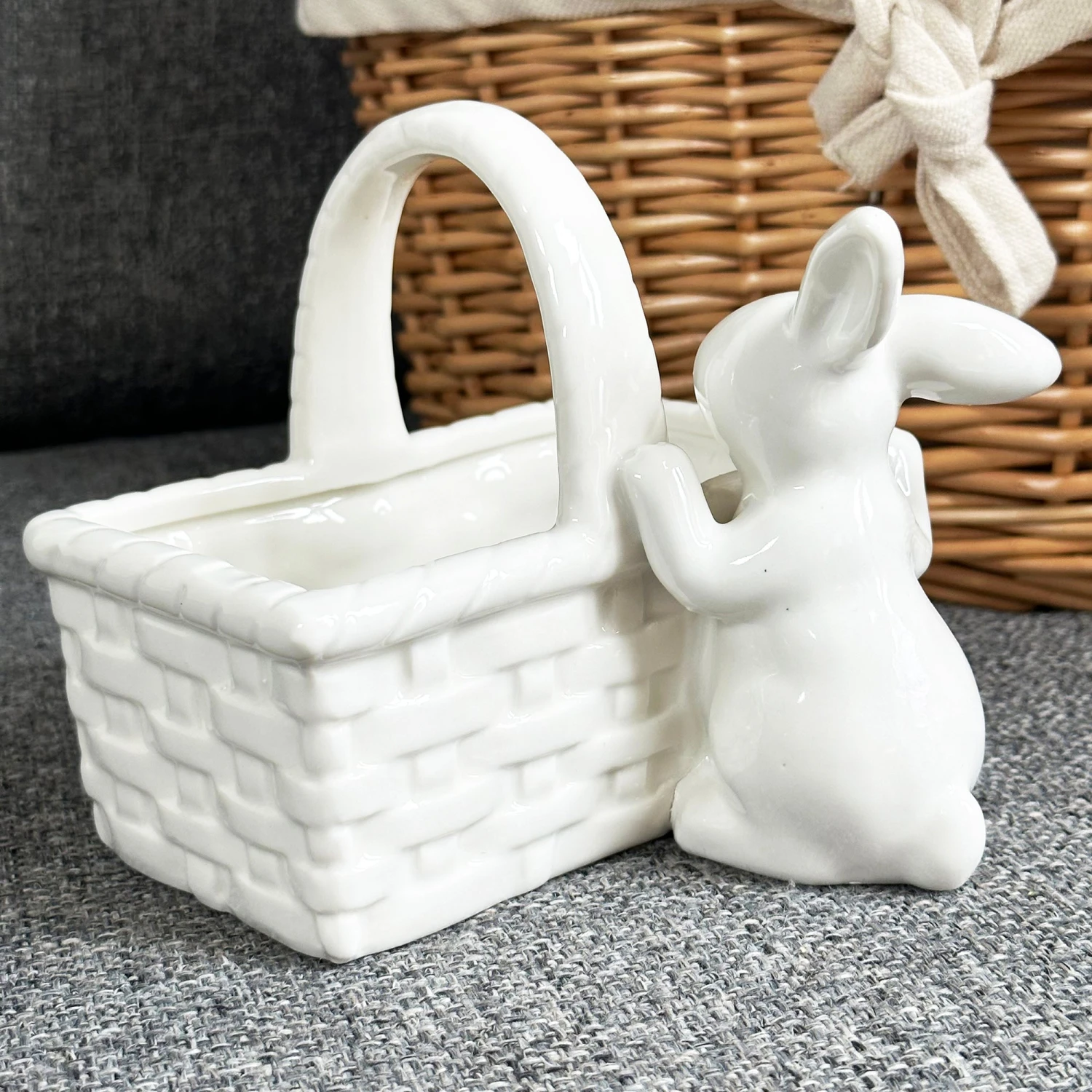 Darthome Limited White Easter Bunny Basket Trinket Dish 1 Darthome Limited White Easter Bunny Basket Trinket Dish