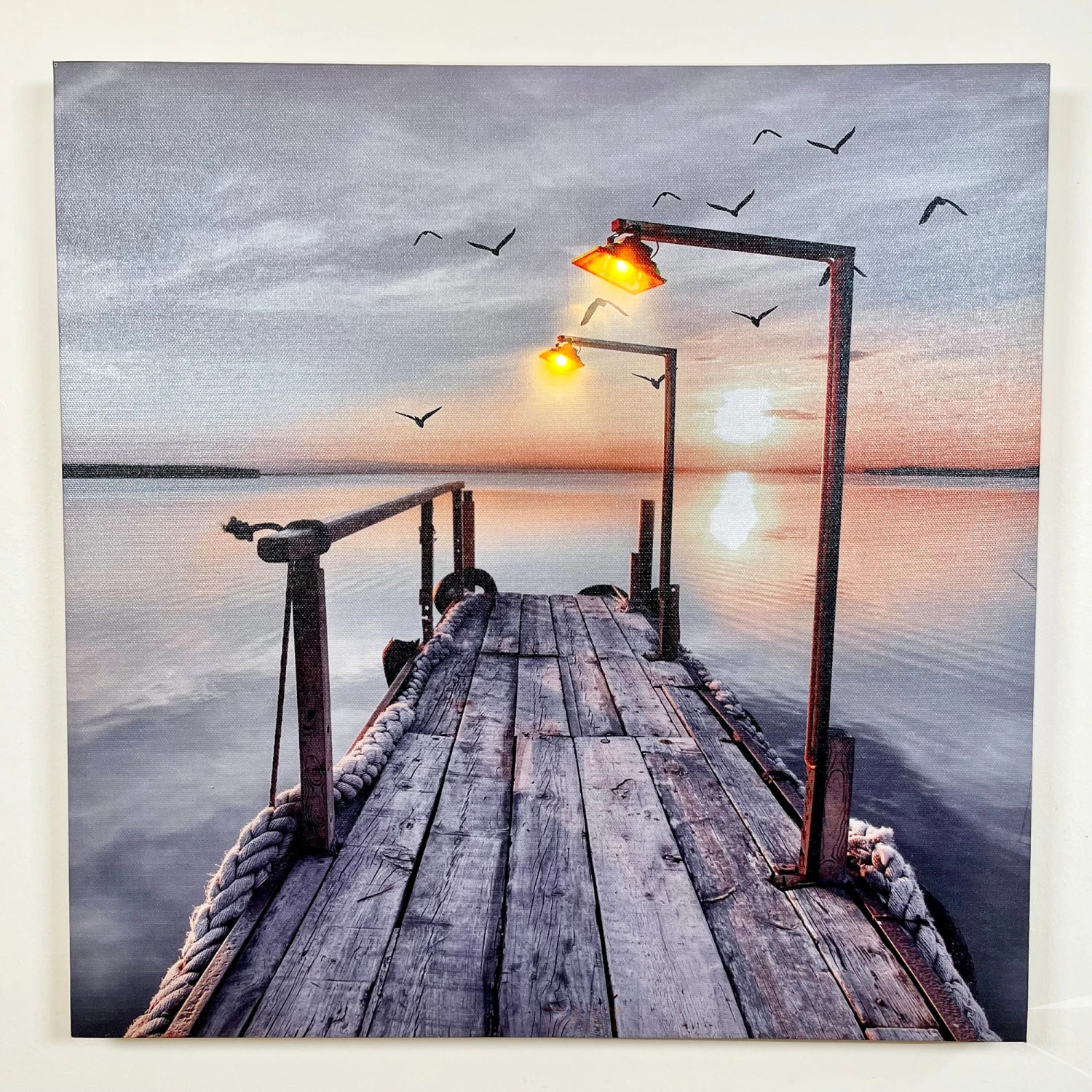 Darthome Limited Seashore LED Jetty Canvas Wall Art 40x40cm 1 Darthome Limited Seashore LED Jetty Canvas Wall Art 40x40cm
