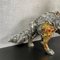 Darthome Limited Silver Steampunk Howling Wolf Ornament -Darthome Limited IMG E4259