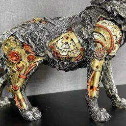 Darthome Limited Silver Steampunk Howling Wolf Ornament -Darthome Limited IMG E4260