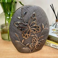 Darthome Limited Gun Metal Ceramic Butterfly Vase