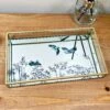 Darthome Limited Blue Oriental Heron Glass Mirrored Tray