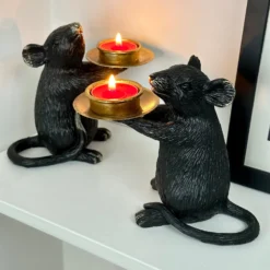 Darthome Limited Black And Gold Mouse Candle Holder Pair -Darthome Limited IMG E4571