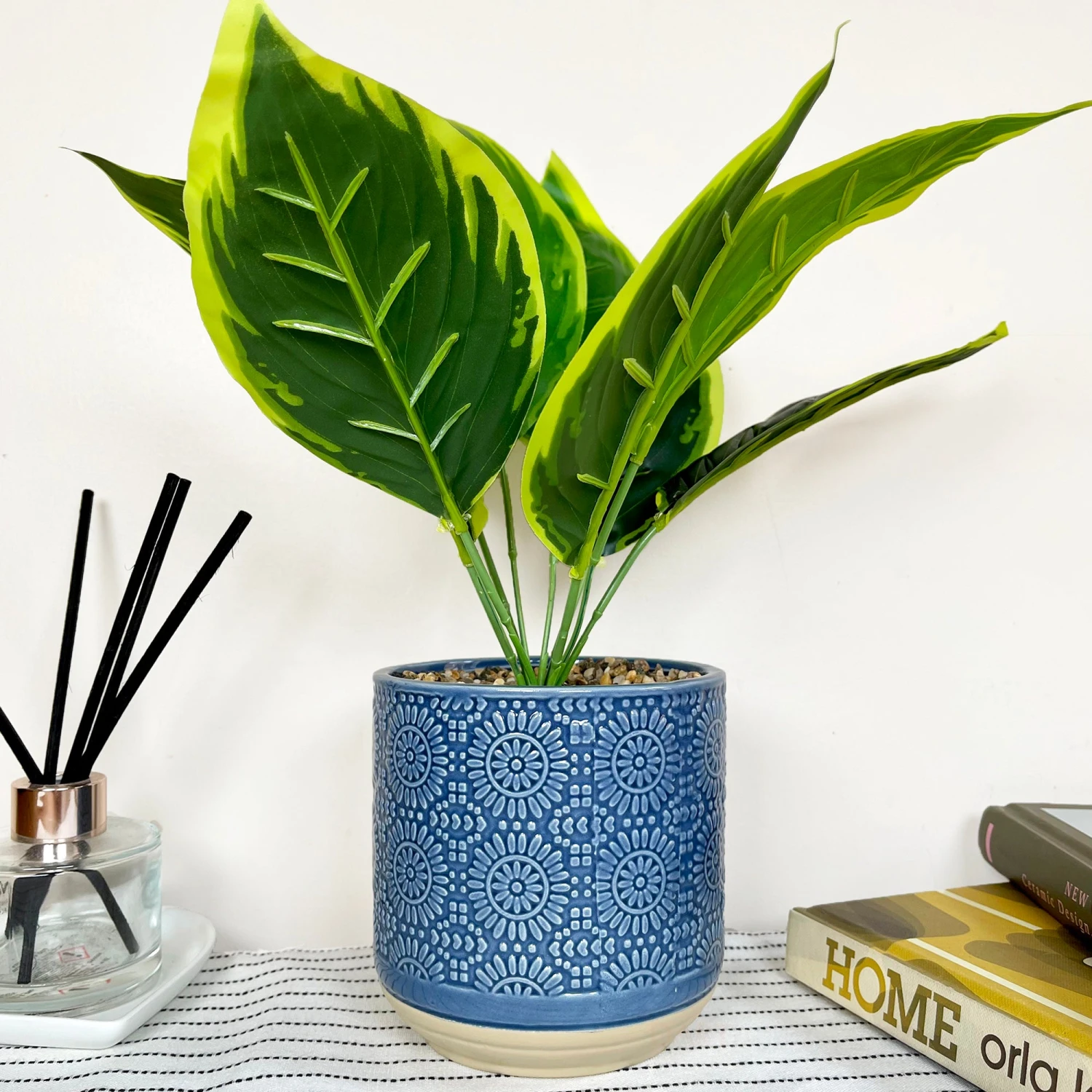 Darthome Limited Artificial Dieffenbachia Flower In Blue Pot 7 Darthome Limited Artificial Dieffenbachia Flower In Blue Pot - Image 7