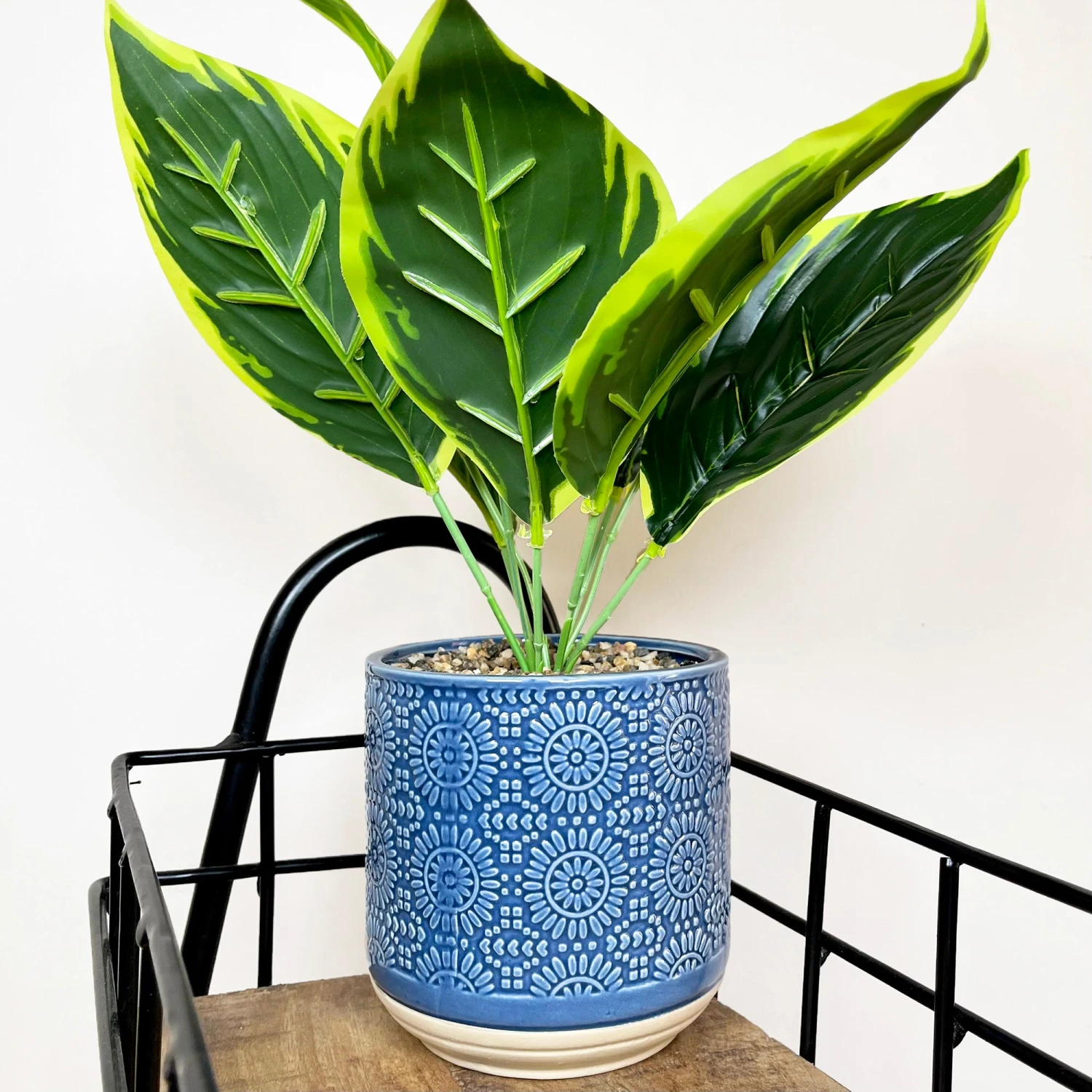 Darthome Limited Artificial Dieffenbachia Flower In Blue Pot 1 Darthome Limited Artificial Dieffenbachia Flower In Blue Pot