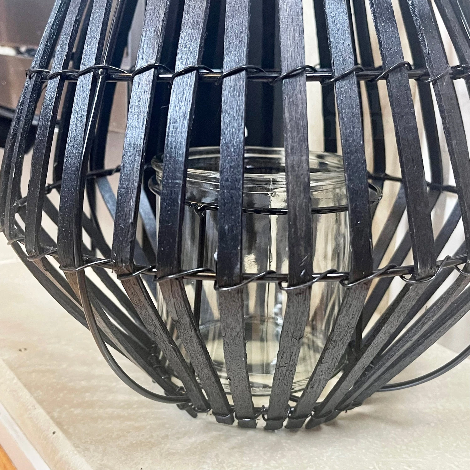 Darthome Limited Matt Black Slatted Candle Lantern 3 Darthome Limited Matt Black Slatted Candle Lantern - Image 3