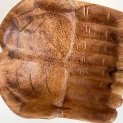 Darthome Limited Molten Glass Bowl With Hand Of Hope Teak Wood Stand -Darthome Limited IMG E4709