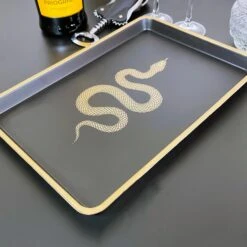 Darthome Limited Black & Gold Snake Print Tray