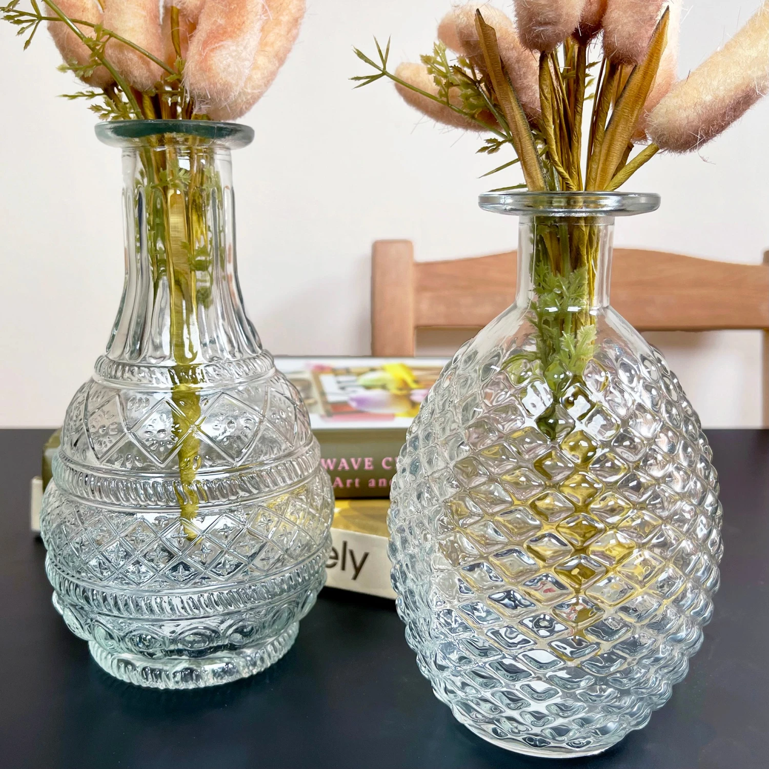 Darthome Limited Set Of 2 Large Clear Glass Vases - Round 1 Darthome Limited Set Of 2 Large Clear Glass Vases - Round