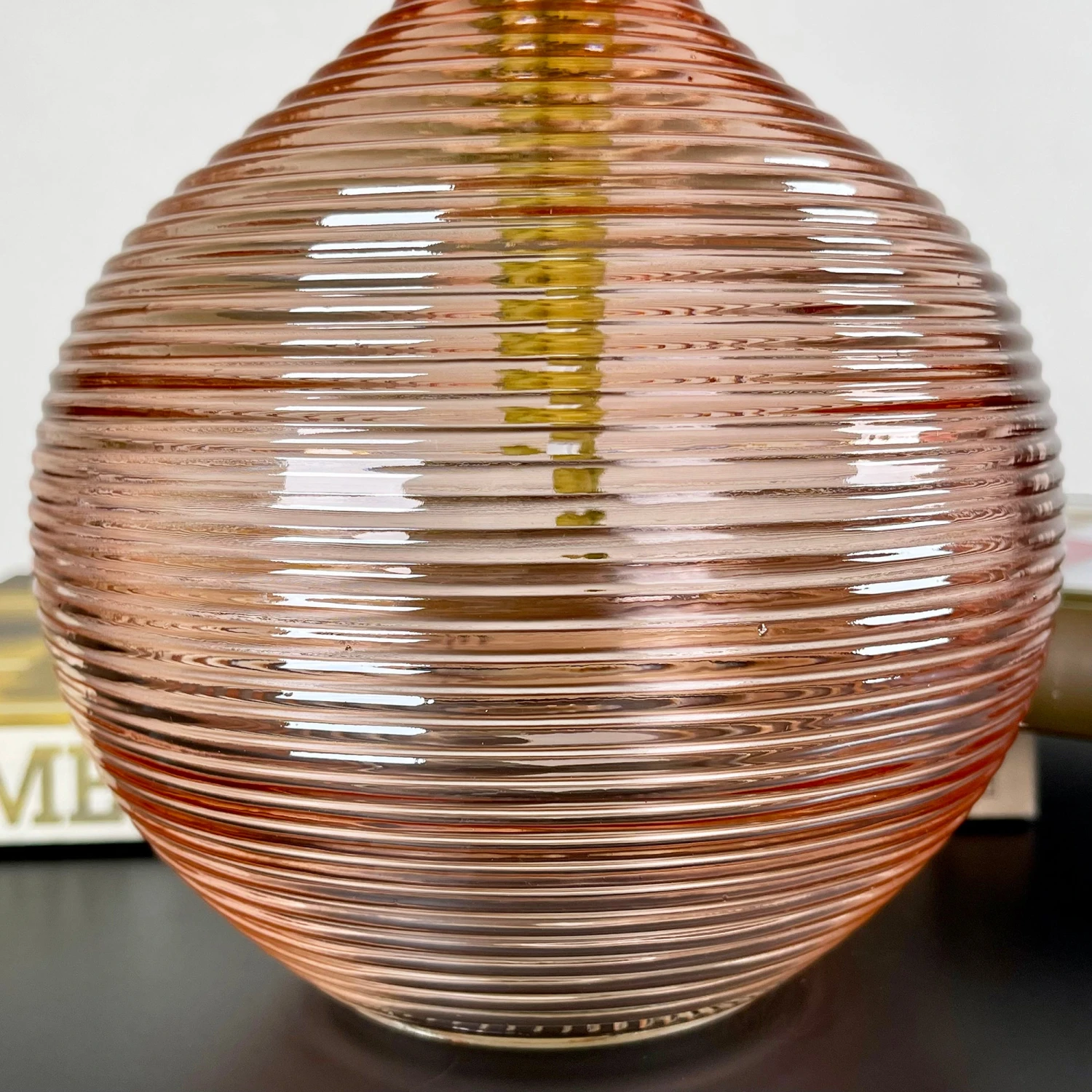 Darthome Limited Pink Ribbed Glass Bottle Vase 3 Darthome Limited Pink Ribbed Glass Bottle Vase - Image 3