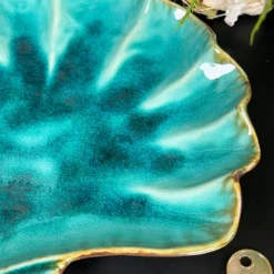 Darthome Limited Ceramic Teal Blue Scallop Shell Trinket Dish -Darthome Limited IMG E5252