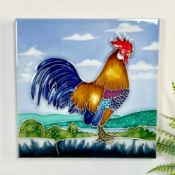 Darthome Limited 16 Darthome Limited Cockerel Ceramic Art Tile 8x8"