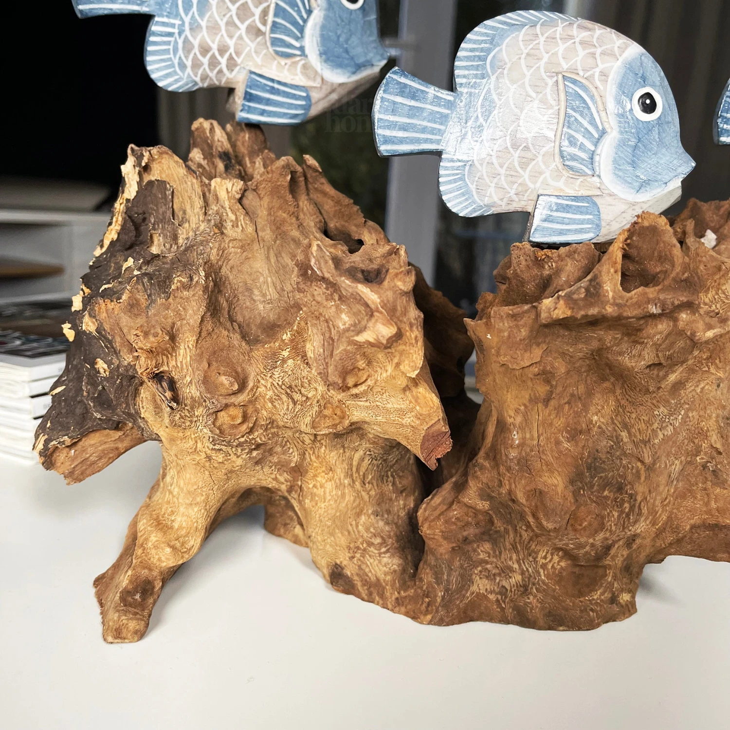 Darthome Limited Blue Fish On Teak Root Coral Reef Sculpture 5 Darthome Limited Blue Fish On Teak Root Coral Reef Sculpture - Image 5