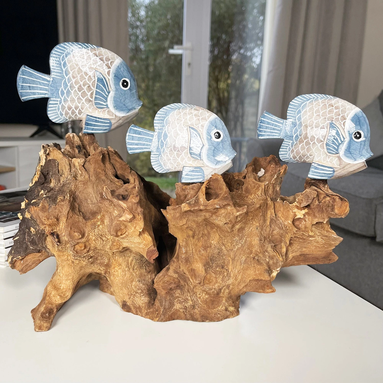 Darthome Limited Blue Fish On Teak Root Coral Reef Sculpture 7 Darthome Limited Blue Fish On Teak Root Coral Reef Sculpture - Image 7
