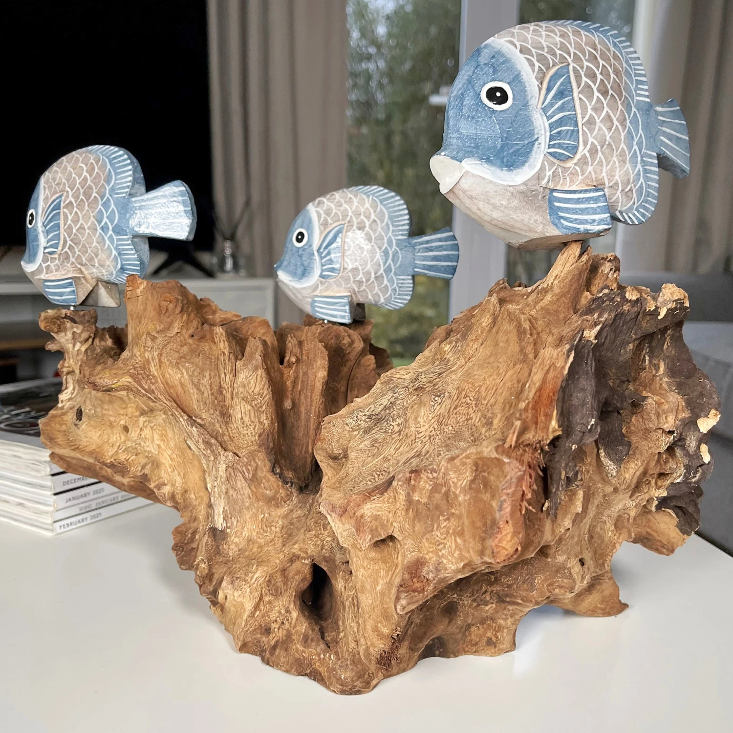 Darthome Limited Blue Fish On Teak Root Coral Reef Sculpture 8 Darthome Limited Blue Fish On Teak Root Coral Reef Sculpture - Image 8