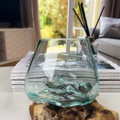Darthome Limited 12cm Molten Glass Bowl With Teak Root Stand -Darthome Limited IMG E6062 edited64