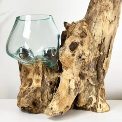 Darthome Limited Tall Double Molten 11cm Bowls Teak Root Stand -Darthome Limited IMG E6116