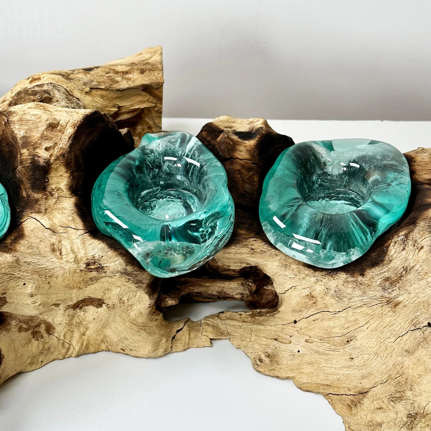 Darthome Limited Molten Glass 4 Candle Holder On Teak Root Stand 3 Darthome Limited Molten Glass 4 Candle Holder On Teak Root Stand - Image 3