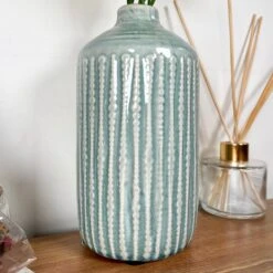 Darthome Limited Glazed Ceramic Indented Bottle Vase -Darthome Limited IMG E6191