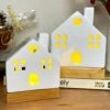 Darthome Limited Light Up Ceramic House Ornaments With Wood Base