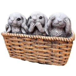 Darthome Limited Cement Three Wise Rabbits In Basket Planter -Darthome Limited IMG E6356 edited58copy