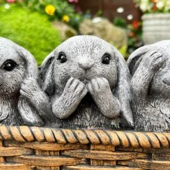 Darthome Limited Cement Three Wise Rabbits In Basket Planter -Darthome Limited IMG E6361 edited63