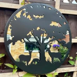 Darthome Limited Black Tree With Deer Garden Wall Mirror 53cm -Darthome Limited IMG E6511 edited199
