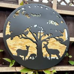 Darthome Limited Black Tree With Deer Garden Wall Mirror 53cm