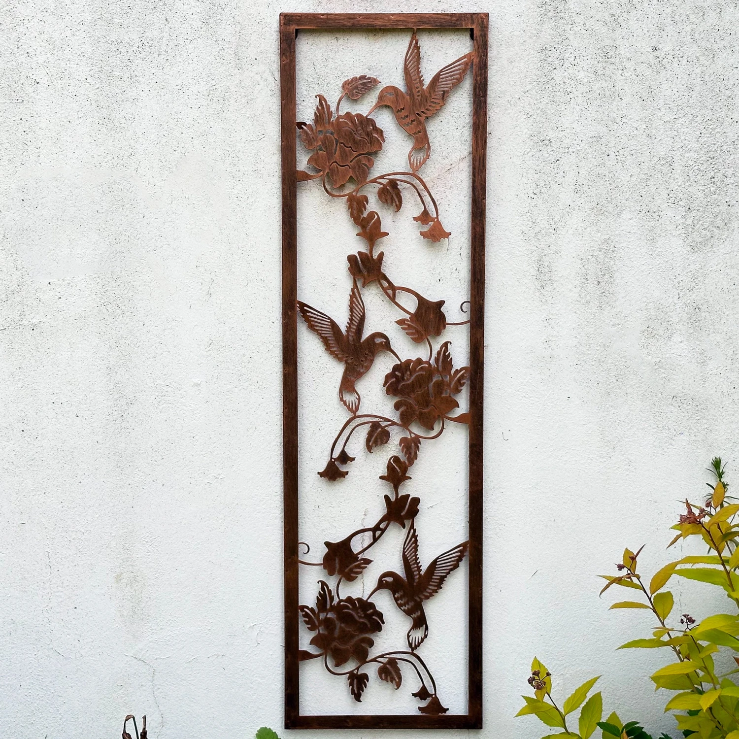 Darthome Limited Bronze Narrow Floral Hummingbird Garden Wall Art 1 Darthome Limited Bronze Narrow Floral Hummingbird Garden Wall Art