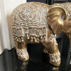 Darthome Limited Set Of 2 Gold Indian Elephant Ornaments -Darthome Limited IMG E6568