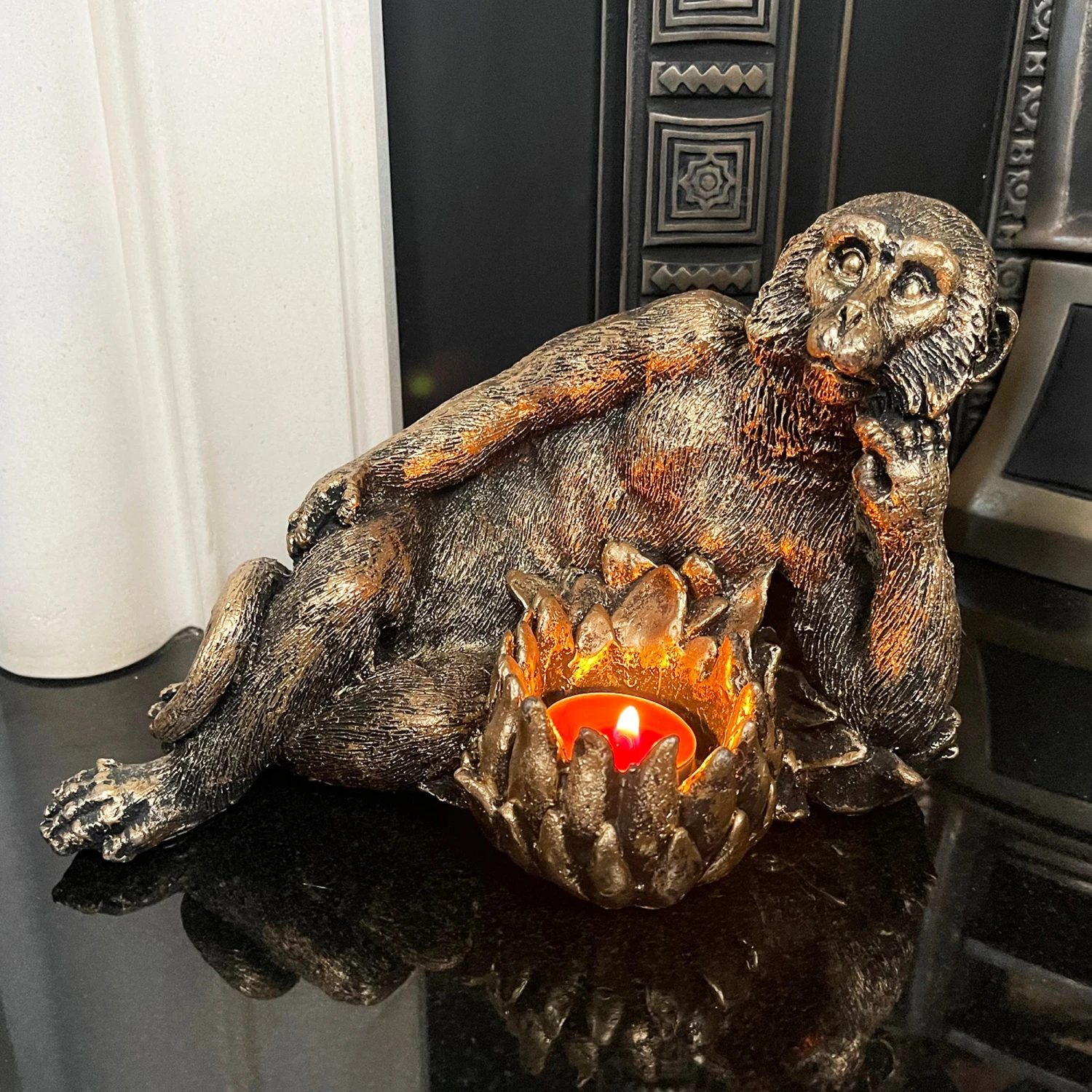 Darthome Limited Gold Lying Monkey Tealight Holder 1 Darthome Limited Gold Lying Monkey Tealight Holder