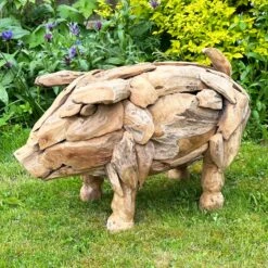 Darthome Limited Teak Root Baby Pig Sculpture