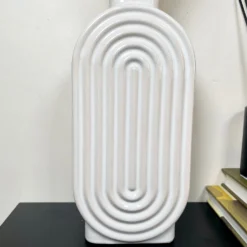 Darthome Limited White Ribbed Oval Vase -Darthome Limited IMG E7047